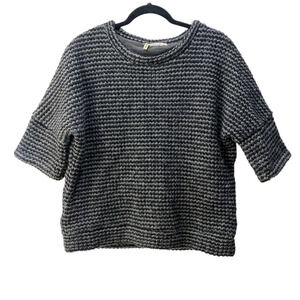 Derek Lam 10 Crosby Gray knit lined chunky swoop neck short sleeve medium